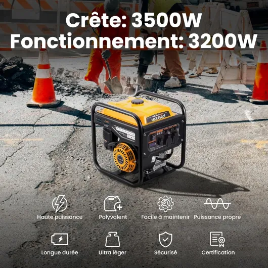 Générateur électrique portable 3500W essence inverter 4temps MXR4500