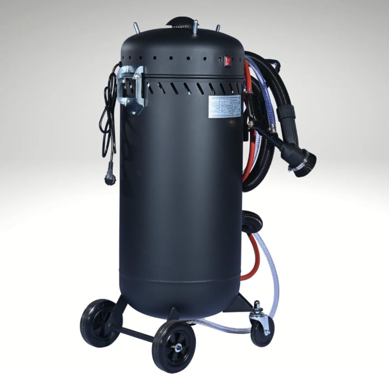 Sableuse Portative 106 L Avec Aspirateur - Sableuse Aerogommage Mobile à Pression - Appareil Pneumatique pour Nettoyer ou Décaper des Surfaces 106 L - Aspirateur
