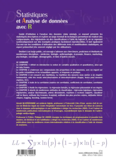 Statistiques et analyse de données (data mining) avec R