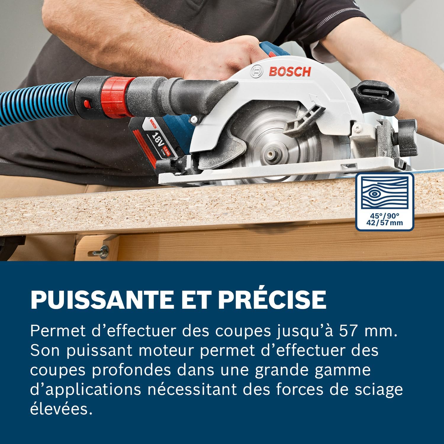 18V System scie circulaire sans-fil GKS 18V-57 G (Ø de lame : 165 mm, capacité de coupe : 57 mm, avec L-BOXX) GKS 18 V-57 G GKS 190 - + Kreissägeblatt Holz 48 Zähne