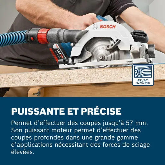 18V System scie circulaire sans-fil GKS 18V-57 G (Ø de lame : 165 mm, capacité de coupe : 57 mm, avec L-BOXX) GKS 18 V-57 G GKS 190 - + Kreissägeblatt Holz 48 Zähne