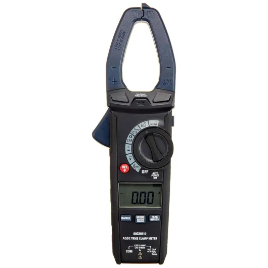 Pince multimètre 600 A AC/DC, True RMS (valeur efficace vraie), NCV (tension sans contact), lampe torche, 6 000 points, Noir