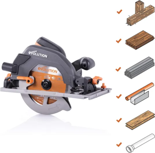 Scie Circulaire avec Rail 3 Pièces de 1020 mm - Lame Multi-Matériaux, Coupe le Bois, le Métal, le Plastique - Adaptateur de Prise de Poussières inclus - 185mm, 230v - R185CCSX