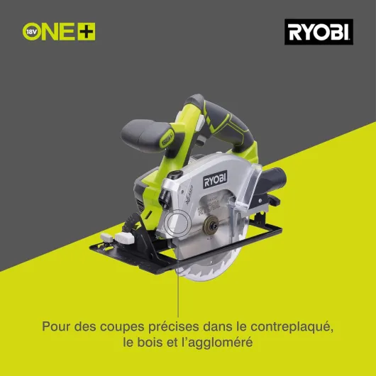 Scie Circulaire Sans Fil 18V ONE+ RWSL1801M – Lame Ø150 mm 18 dents, Réglage Profondeur et Inclinaison – Coupe Bois, OSB, Panneaux – Batterie Non Incluse Ø 150 mm Génération 1 - Sans batterie