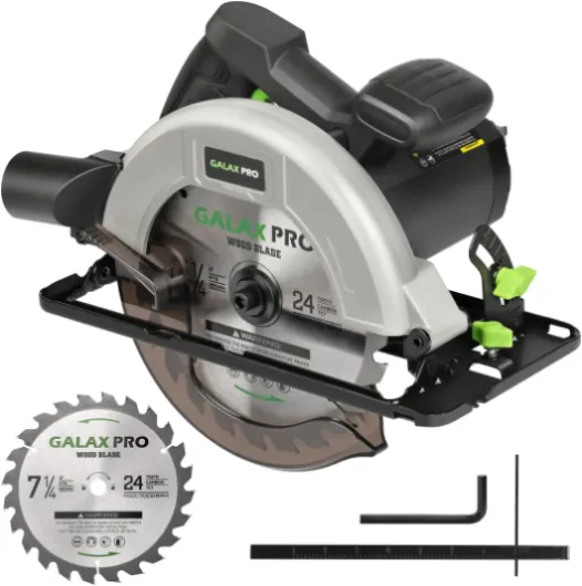 Scie Circulaire 1400W GALAX PRO, Scie Circulaire pour le bois, 6000 RPM, Profondeur de Coupe Max: 62 mm (90°) et 48 mm (45°), moteur en cuivre pur, Lama 185 mm (1400W 6000RPM)