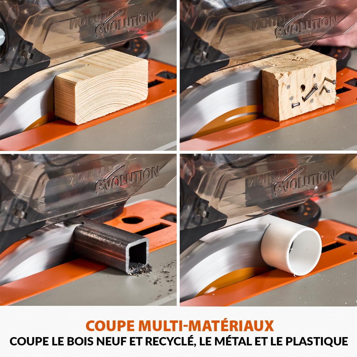 R255TBL+ Scie De Table (Nouvelle Génération Rage 5-S) Lame De Coupe Multi-Matériaux Coupe Bois Métal Plastique, Chanfrein De 45˚, Angle De Coupe En Onglet De +/- 60˚, 1800w