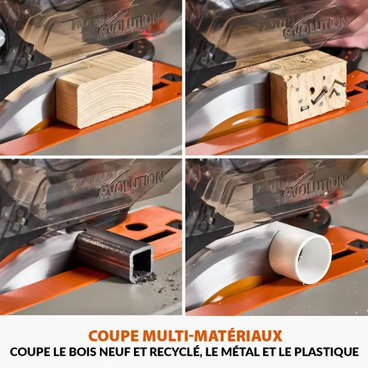 R255TBL+ Scie De Table (Nouvelle Génération Rage 5-S) Lame De Coupe Multi-Matériaux Coupe Bois Métal Plastique, Chanfrein De 45˚, Angle De Coupe En Onglet De +/- 60˚, 1800w