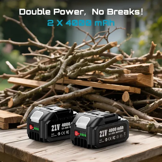 Scie sabre sans fil 21 V, moteur sans balais 3300 SPM, Scie alternativeavec 2 batteries 4.0Ah, 8 lames Pour bois, métal, PVC 21V/2x4.0AH-D