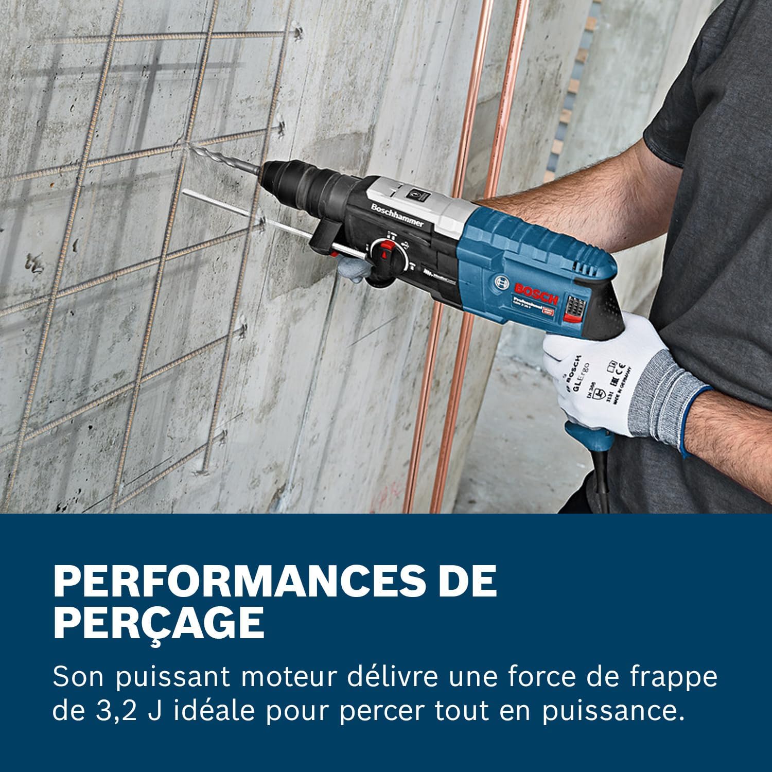 Perforateur GBH 2-28 F (avec poignée auxiliaire, butée de profondeur 210 mm, chiffon, mandrin automatique, mandrin interchangeable SDS plus, coffret de transport) Mandrin interchangeable SDS-plus