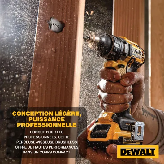 Perceuse-Visseuse ultra-compacte sans-fil Brushless XR 18V, 2 x Batteries 2Ah & Chargeur, Couple Élevé 70Nm, Lampe LED, Coffret Résistant - DCD791D2-QW Unique