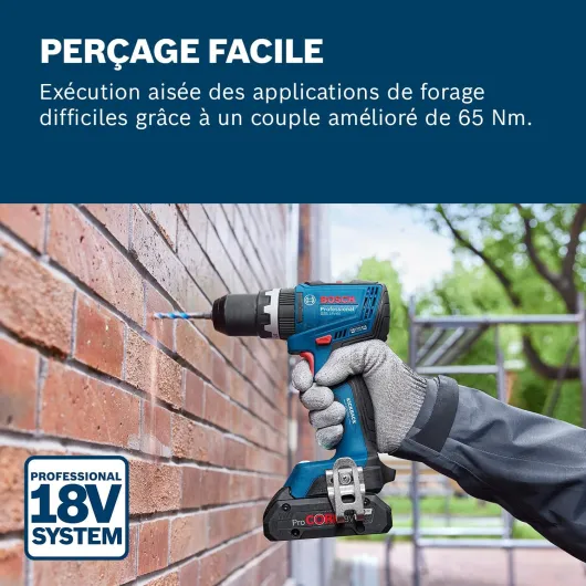 18V System Perceuse-visseuse sans fil GSB 18V-65 (moteur sans balais, longueur de tête 175, sans batterie/chargeur)