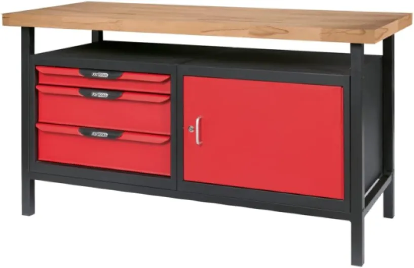 865.0140 - Etabli Professionnel d'atelier - etabli Atelier Garage 1 Porte et 3 tiroirs - etabli de Travail L.1,5 m