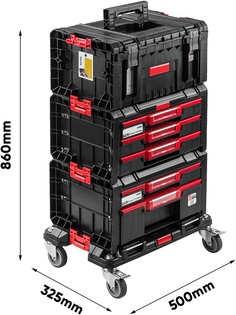 PAFEN Chariot Roulant Atelier Tiroir d’atelier - Servante à outils 500 x 325 x 860 mm - Boîte à outils sur roues Très stable Premium Résistant aux produits chimiques Chariot d’atelier Qb28