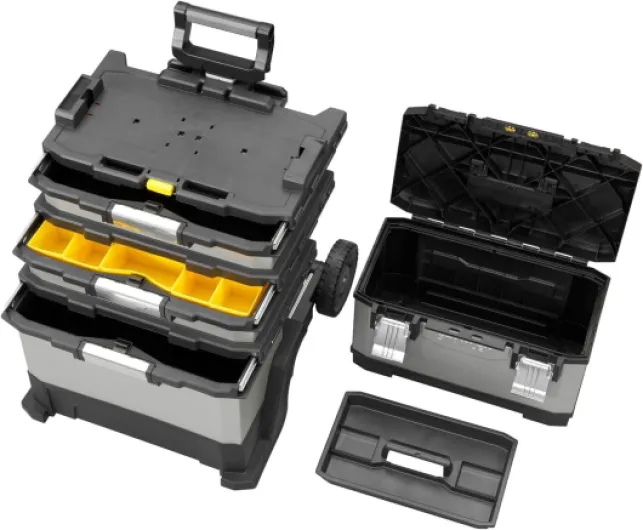 STANLEY FATMAX Rolling Workshop, 4-en-1 Units including Removable Toolbox, Durable Metal and Plastic, Mobile Workstation, 1-95-622