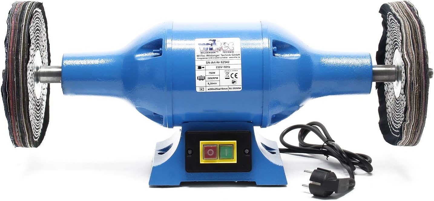 Machine à polir 750W avec Deux disques de Polissage Ø200mm Polisseuse Double Boîtier Robuste Base