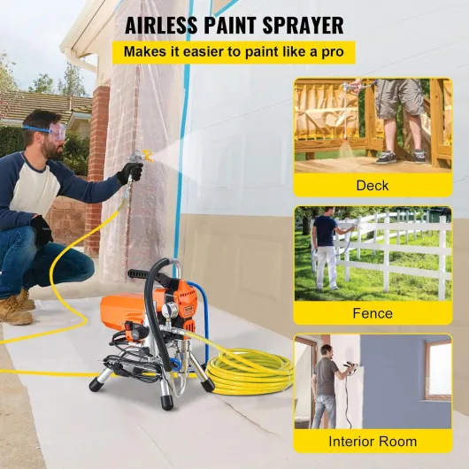 Pulvérisateur sans Air avec Tuyau Haute Pression, Pistolet de Peinture Murale 2200 W, 3000 PSI, 2 L/Min, Moteur sans Balais Inclus, pour Peinture Intérieure Extérieure Fournitures Clôtures
