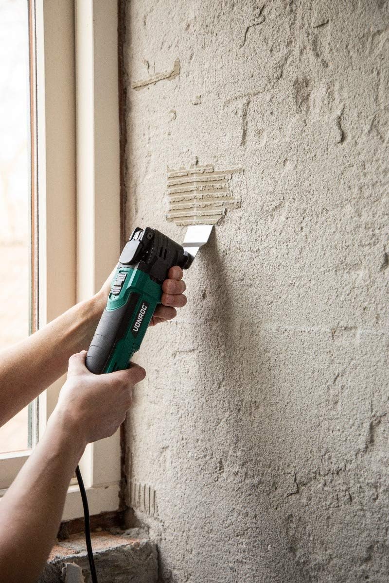 Outil Multifonction Oscillant 300W-Outil Multifonction Avec 60 Accessoires,Sac de Rangement Inclus-2 Lames de Scies, 1 lame de Scie Segmentée, 1 Couteau à Gratter & 50 Feuilles Papier à Poncer 61 accessoires inclus