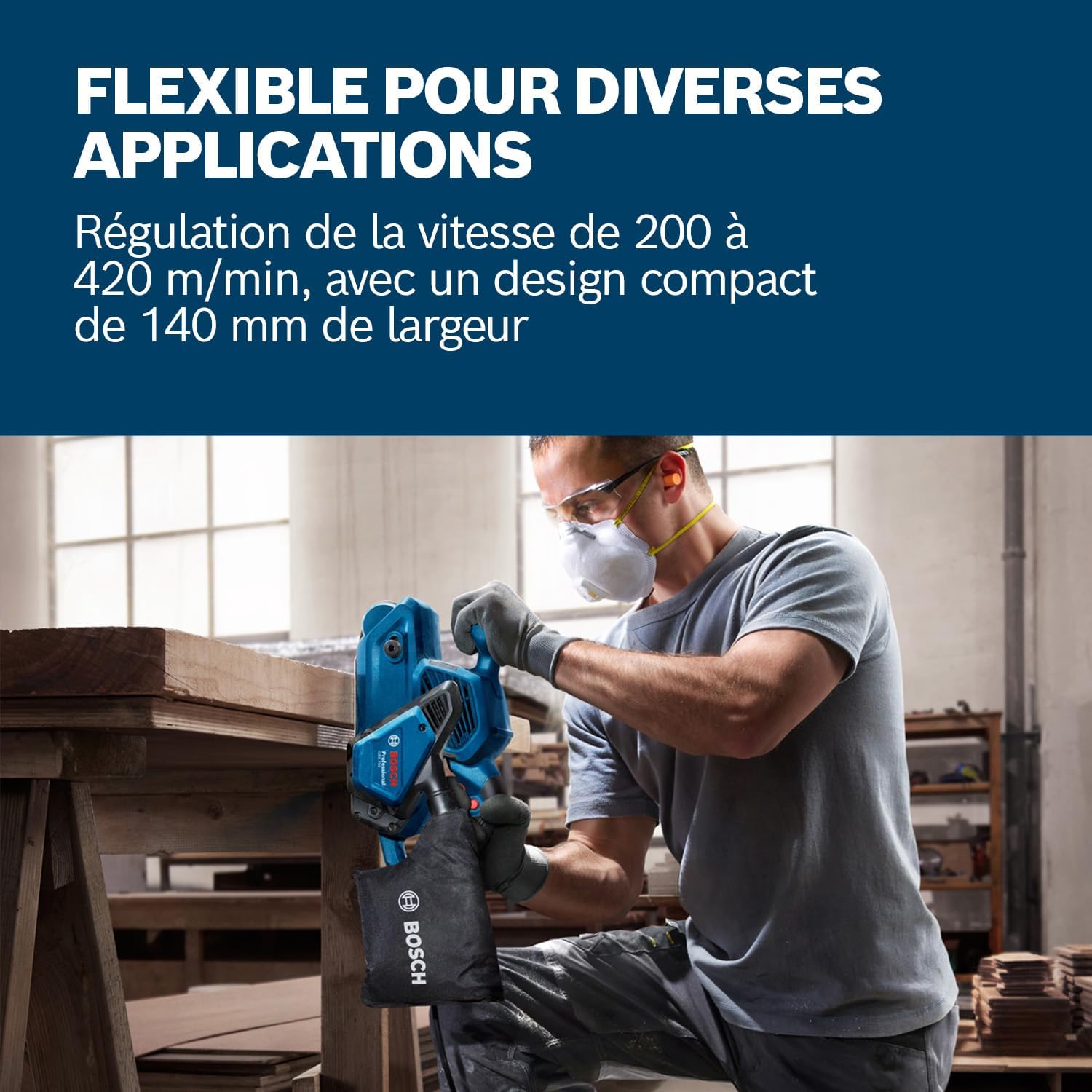 Ponceuse à bande GBS 750 (moteur 850 W, y compris bande abrasive textile, sac à poussières)