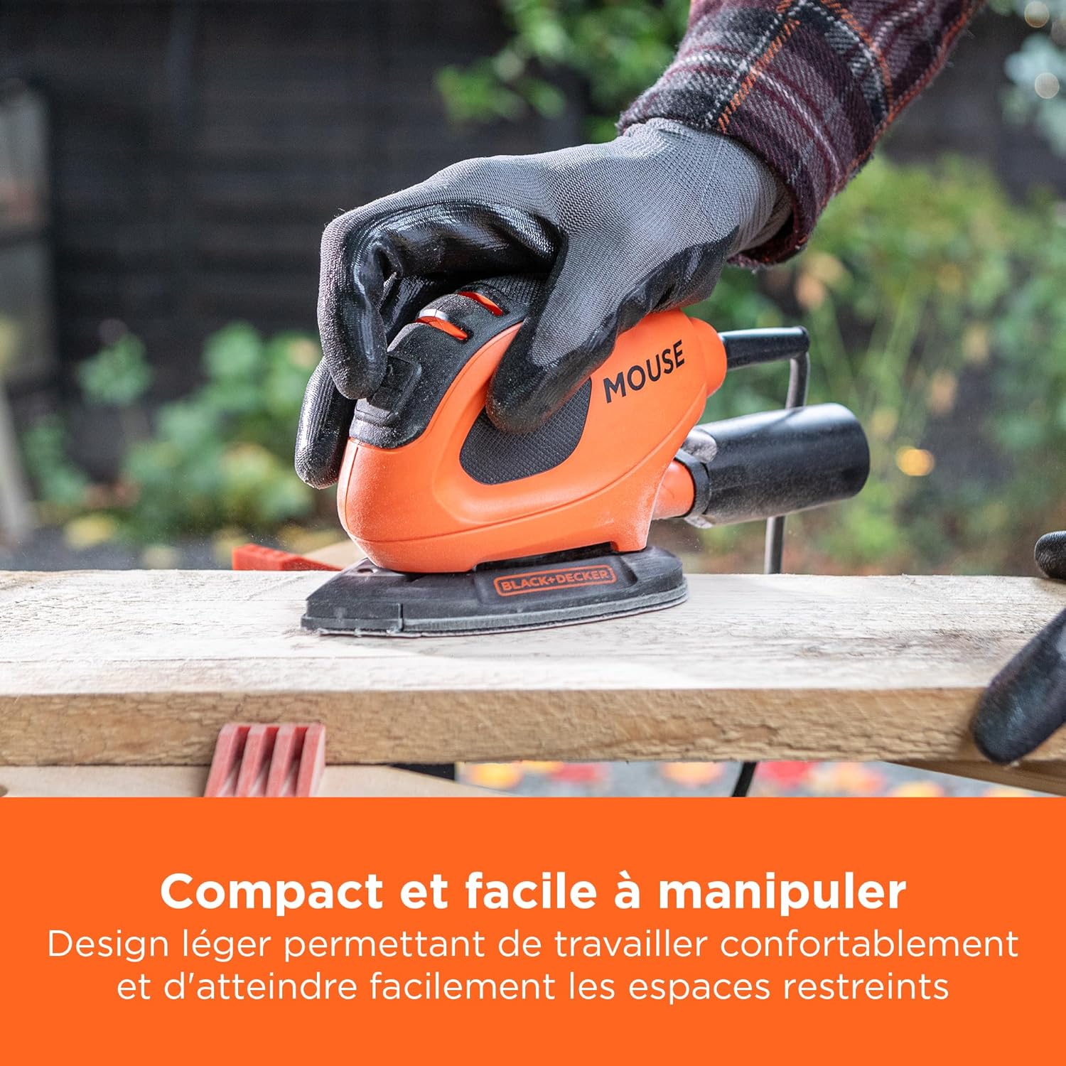 BLACK+DECKER 55W, Ponceuse de détail Mouse - Sac de rangement avec 10 accessoires - BEW230BCA-QS Nouveau modèle 10 accessoires