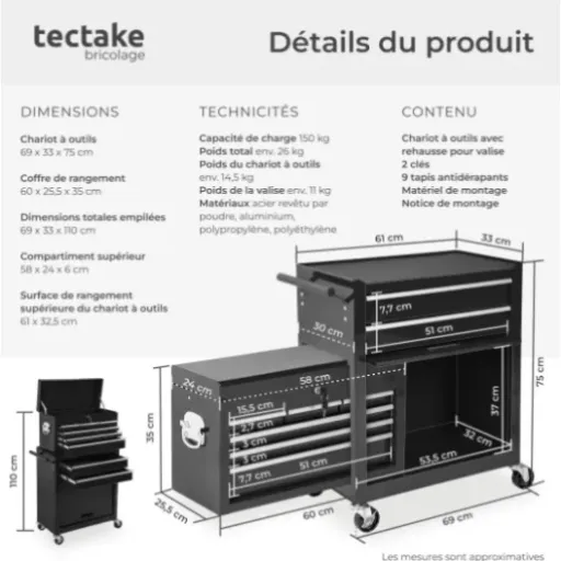 Test tectake Chariot d'atelier : le compagnon pratique pour vos outils
