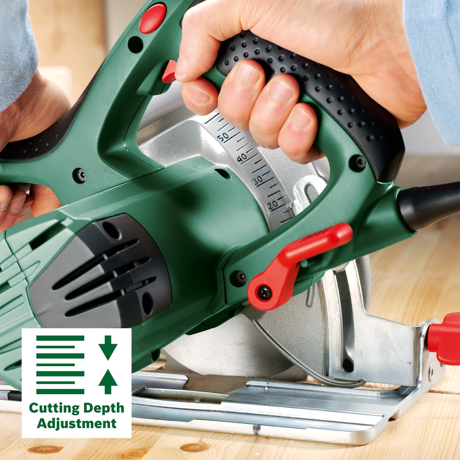 Home and Garden Scie circulaire filaire - PKS 55 A (1200W, livrée avec lame pour bois, butée Parallèle, emballage carton) Vert 25,4 cm PKS 55 A Unique