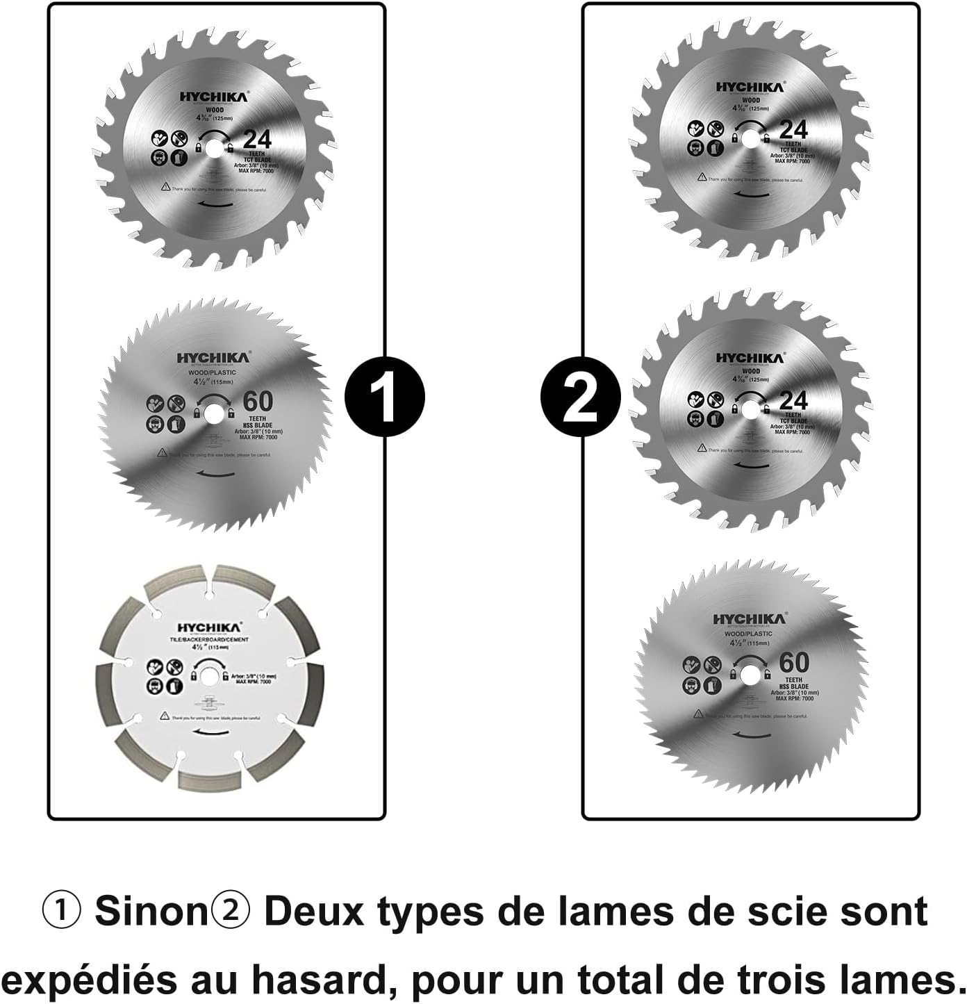 HYCHIKA Scie Circulaire, 750W 3500RPM Petite Scie Circulaire, 3 Lames(115 et 125mm) Profondeur de Coupe 48mm(90°), 32mm(45°), Idéal pour Couper du Bois, Carrelage, Métal Mou Scie Circulaire Scie Circulaire 115 mm