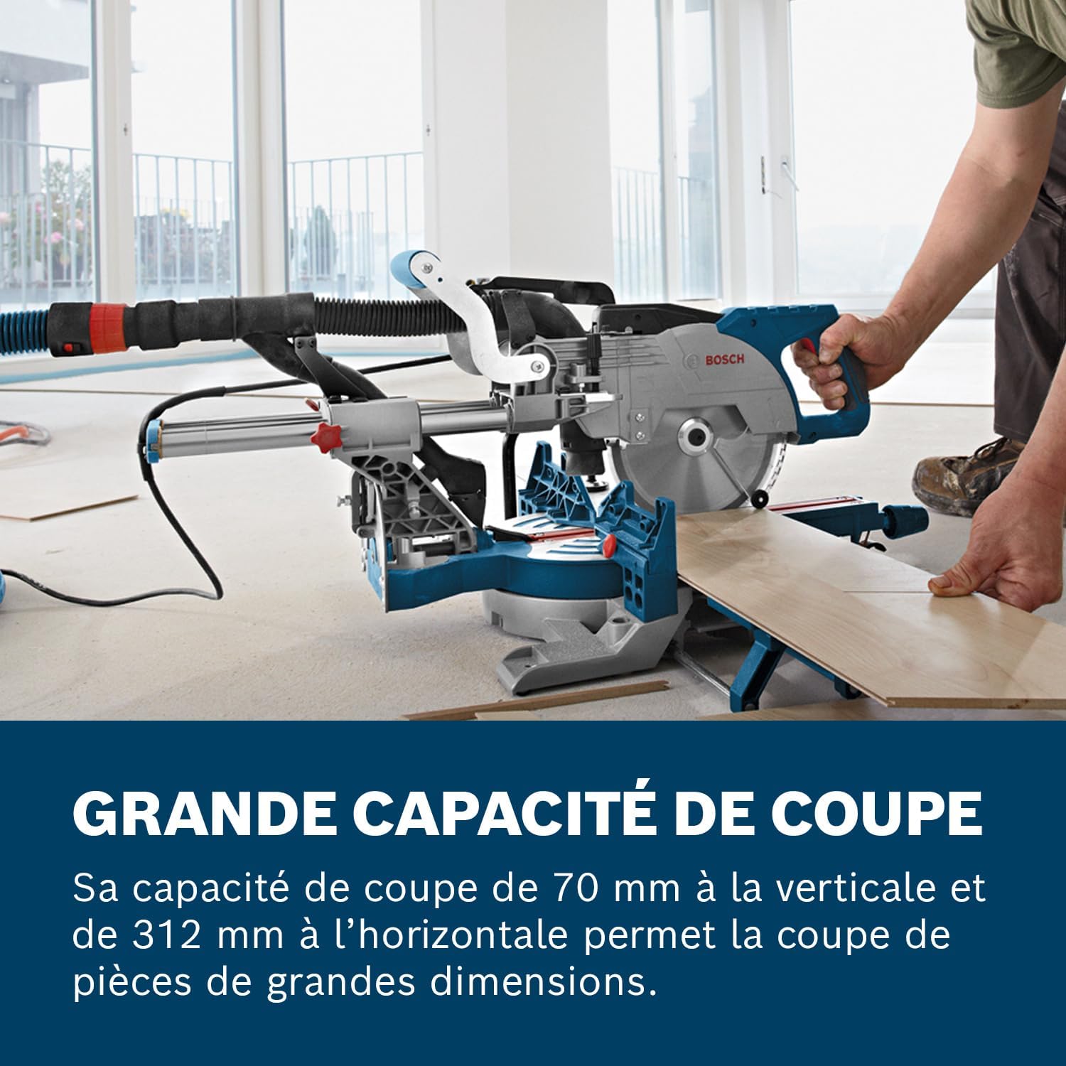 Scie à onglets radiale GCM 8 SJL (puissance 1 600 W, Ø de lame : 216 mm) 1x lame de scie en carton