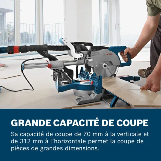 Scie à onglets radiale GCM 8 SJL (puissance 1 600 W, Ø de lame : 216 mm) 1x lame de scie en carton