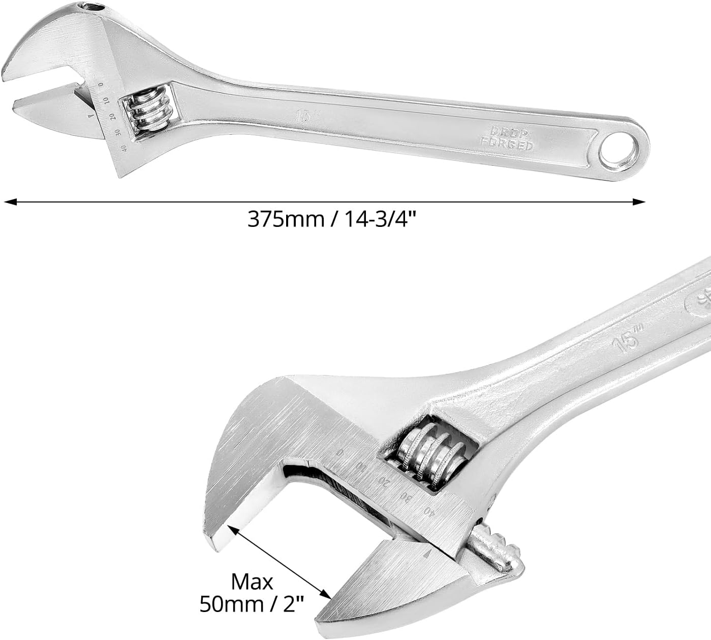 QWORK® CléÀ Molette 375 mm, Clé Réglable,Ouverture Maximale 48 mm