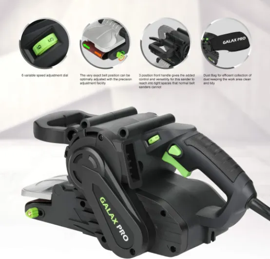 Ponceuses à Bande 1010W, Ponceuse à Cordon avec Réglages de Vitesse Variables 120-380 RPM, 5Pcs Bandes de Ponçage (76 x 533 mm) et Sac à Poussière