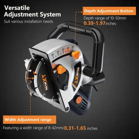 Rainureuse de mur 1700W ，7000 tr/min - Fraise à fente - 50 mm de profondeur - 40 mm de largeur