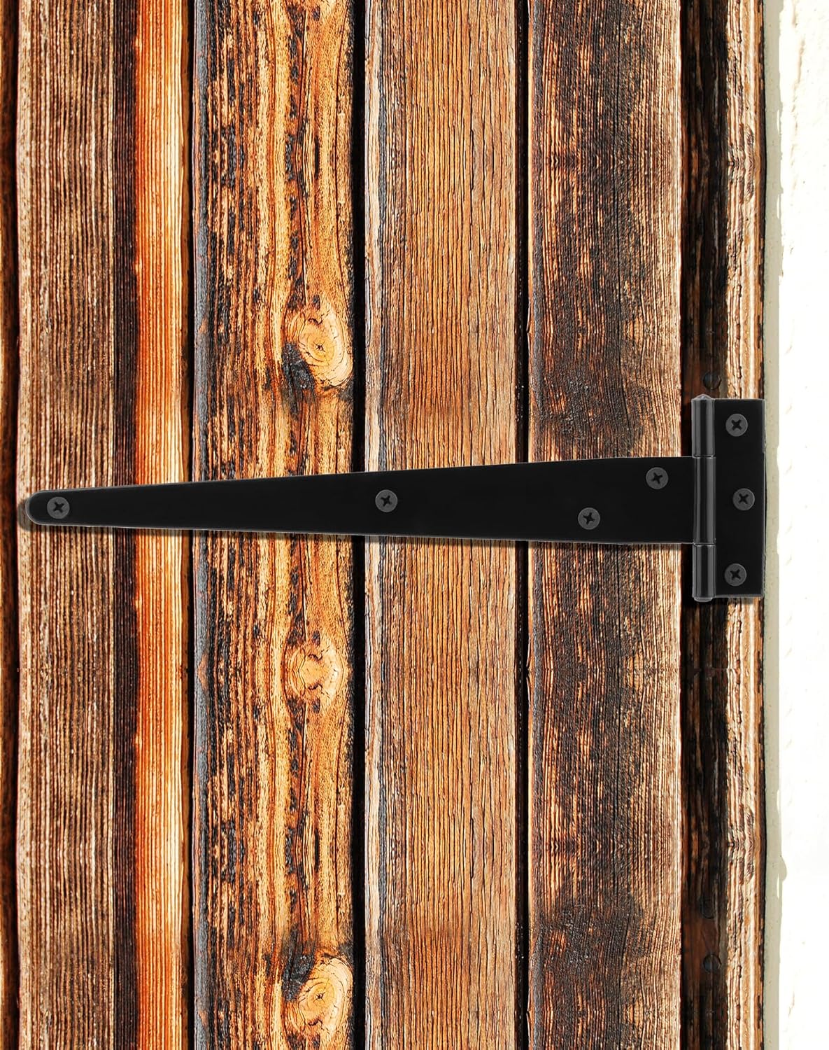 QWORK® 6Pcs Charnières en T, Charniere Porte, Charnières de Portail pour Portails en Bois, 25Cm, avec Vis, Noir