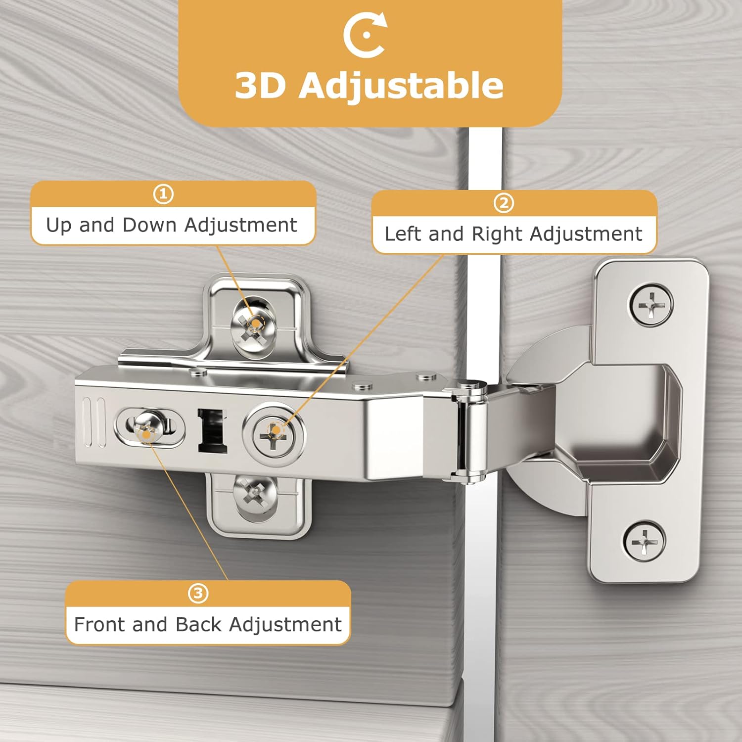 Furniware 10 pièces Recouvrante Charnière Porte Placard, angle d'ouverture 110 ° avec ressort hydraulique Charnières d'armoire de cuisine à fermeture douce parfaite, distance du trou 45 mm Recouvrante 10 pièces Distance du Trou 45 Mm
