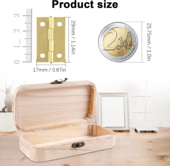 17 x 29 mm Mini Charnière Modelisme, 30pcs Petit Charniere Invisible Durable et Robuste Charniere Porte Inox pour Boîte Coffre à Bijoux Cabinet DIY Accessoires avec 150 Vis -Or 17 x 29 mm Or