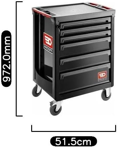 Servante 6 tiroirs Roll M3 Noire Roll.6NM3APF, (FAC70218)