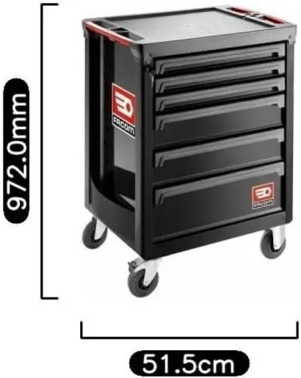 Servante 6 tiroirs Roll M3 Noire Roll.6NM3APF, (FAC70218)