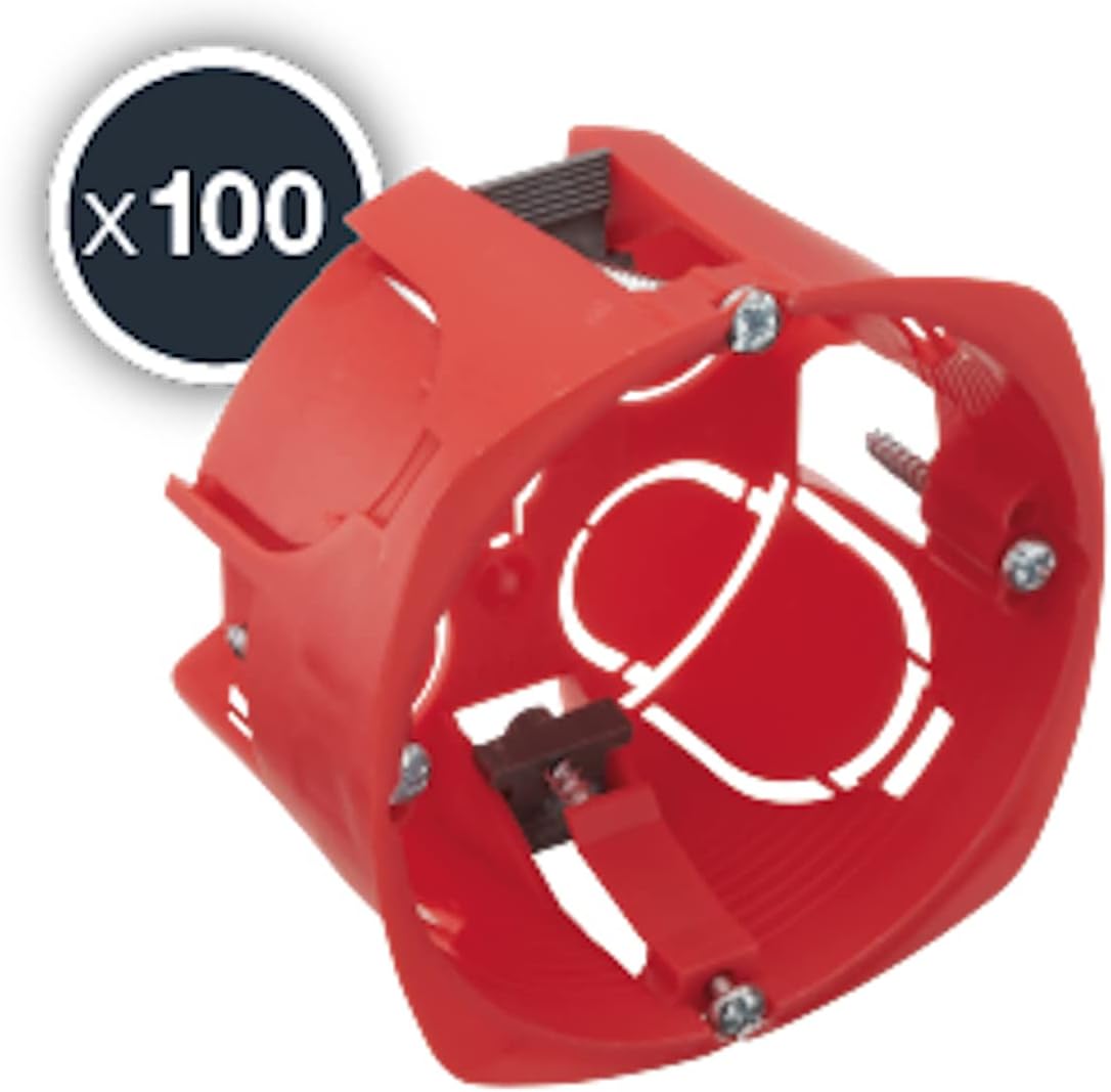Electrique Etanche Exterieur 800031 1/2 Silo de 100 Boîtes de Derivation Encastrée Cloison sèche-Diamètre 67 x 40mm, Rouge