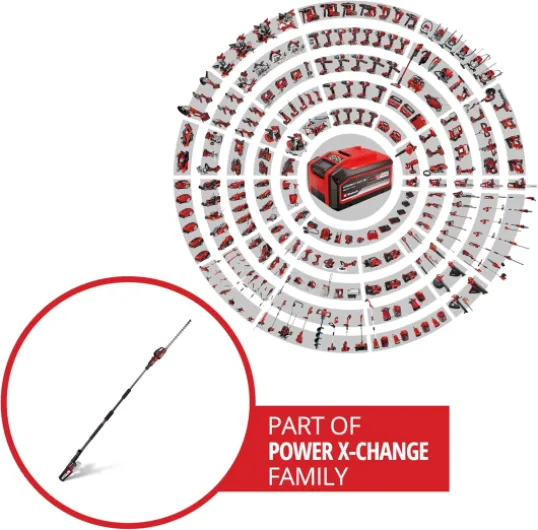 Professional Taille-haie télescopique sans fil GP-HH 18/50 Li BL-Solo Power X-Change (18V, longueur de coupe 50 cm, denture 25 mm, moteur sans charbon, inclin - dans 8 positions, sans batterie) Solo: Sans Batterie ni Chargeur