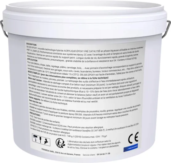 Peinture Résine Epoxy sol béton Garage, parking - Gris 4,5KG Prêt à l'emploi - Trafic intense - Etanche 4 l (Lot de 1) Gris similaire RAL 7004