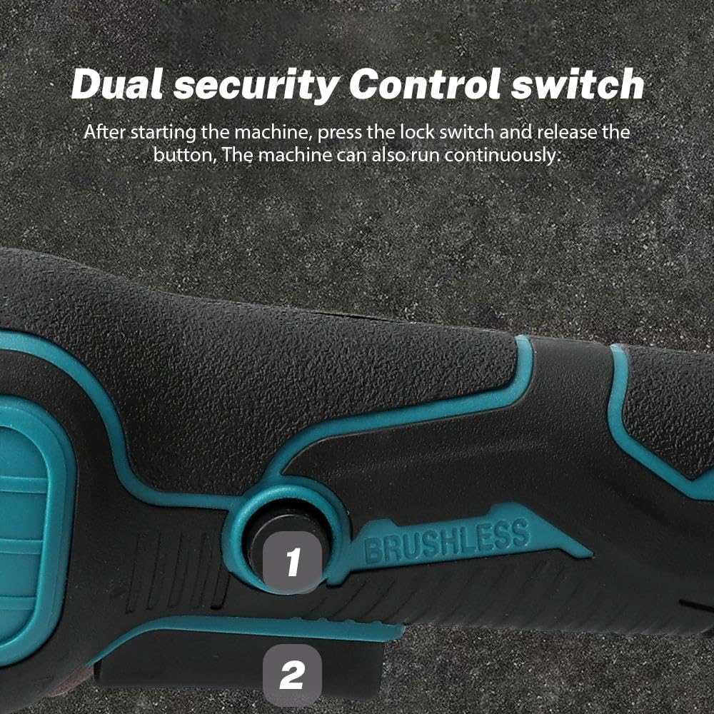 Meuleuse d'angle sans fil Compatible avec batterie Makita 18 V, 100/125 mm 12000 RPM meuleuse d'angle sans fil avec moteur sans balais et couvercle de disque de ponçage (100MM)