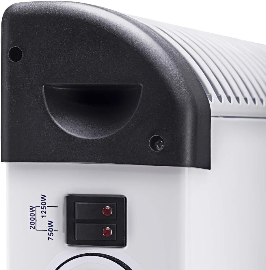 Convecteur - Chauffage - Radiateur Électrique - 3 niveaux de puissance avec Thermostat - Chauffage silencieux, rapide à faible consommation - 2000 W - Blanc