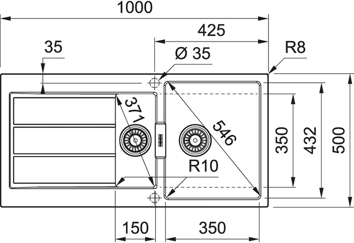 FRANKE - Évier de cuisine en Tectonite Tectonite® Sirius (S2D 651-100) - Couleur/Finition : Gris pierre 60 cm Gris Pierre