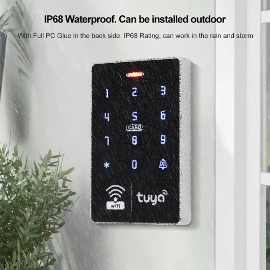 Wifi Tuya étanche Système de Contrôle d'accès Kit 125KHz 13.56MHz Contrôleur d'accès RFID Clavier Tactile + 180KG Serrure électromagnétique + Carte clé 15pcs Kit S10Tuya-Magnetic Lock