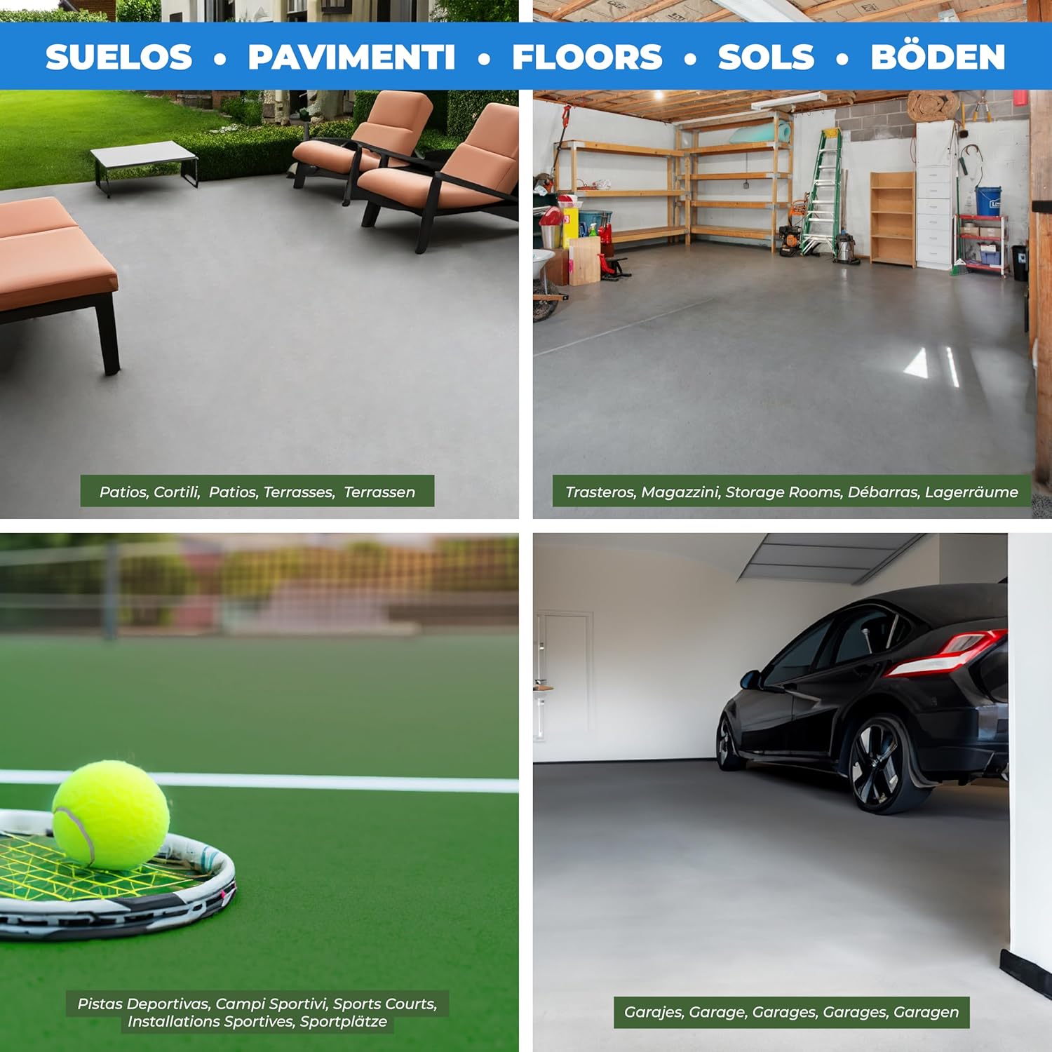 Peinture pour sols et installations sportives en beton intérieur et extérieur 4 L – pour courts de sport, garage, débarras et sous-sols - Différentes couleurs (4 L, Gris) 4 l (Lot de 1) Gris