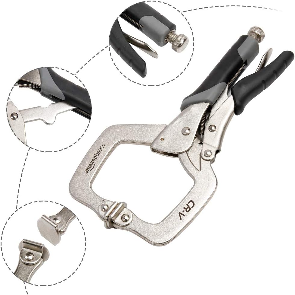 Pince à étau soudage en métal - 28 cm, 11-inch, Lot de 2, Noir/Argenté 2-pack