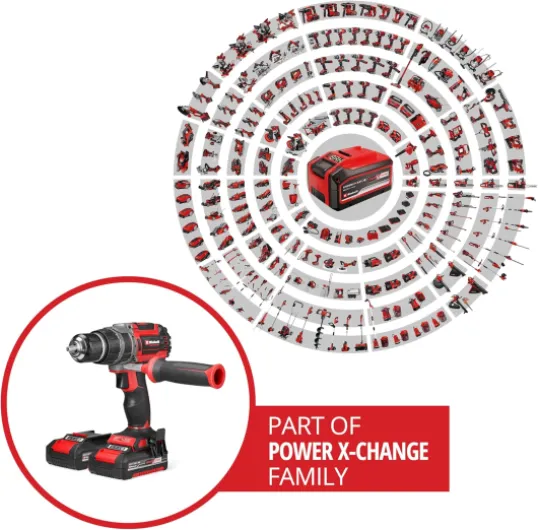 Professional Perceuse-visseuse à percussion sans fil TP-CD 18/70 Li-i BL (2 x 2,0 Ah) (18 V, moteur sans charbon, 70 Nm, perçage à percussion, 2 batteries 2,0 Ah, chargeur, E-Case)