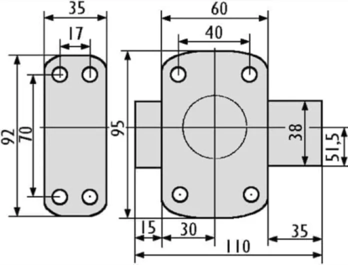 Verrou de porte Bouton/Cylindre CYCLOP - Ouverture à Bouton intérieur, Clé extérieur - Cylindre ø 23 mm, Longueur 40 mm, 5 goupilles - 67600-40/SC - Anti crochetage - 3 clés 40mm ø23mm Bronze Bouton / Cylindre