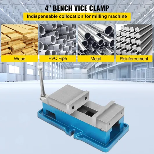 Étau de Perçage de Fraisage, Ouverture 100 mm Précision de Serrage Height 98 mm Étau d'établi 19 KN Serre-Joint Établi Accessoire Principal pour Fraiseuse de Précision et Machine NC/CNC 4 inch Gris Bouche Fonte Sans Base