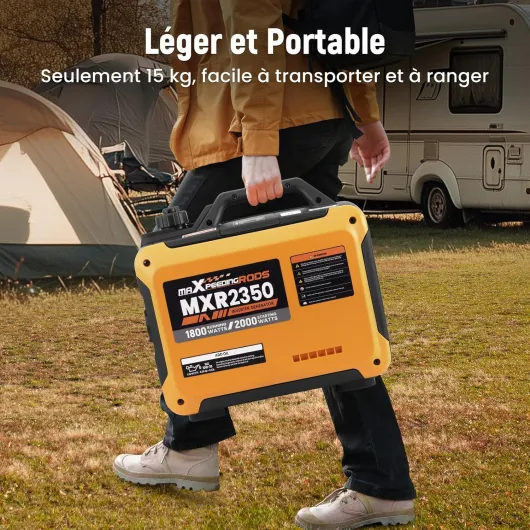 2000W Generateur Electrique Groupe Electrogene Inverter Silencieux Essence 4 Temps avec Prises USB et 230 V, Affichage Numérique, Compact et Léger pour les Caravanes Camping VR MXR2350