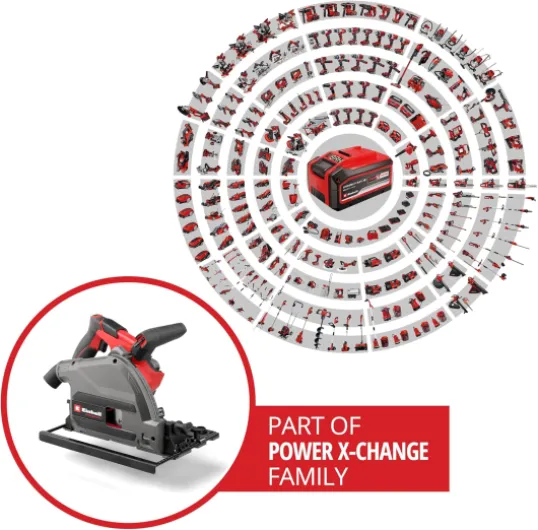 Scie plongeante professionnelle sans fil 18 V Power X-Change, lame de scie Ø 165 mm, sans balais, profondeur de coupe de 56 mm, réglage sans outil, sans batterie TP-PS 18/165 Li BL – Solo 165 mm - Plongeante